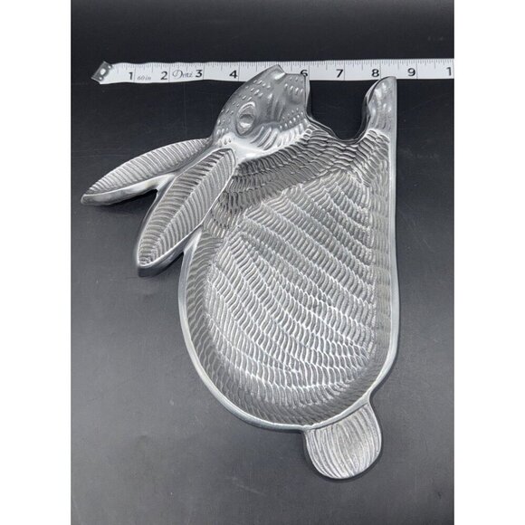 VTG Textured Pewter Metal Bunny Rabbit Candy Trinket Dish Tray - Picture 5 of 5